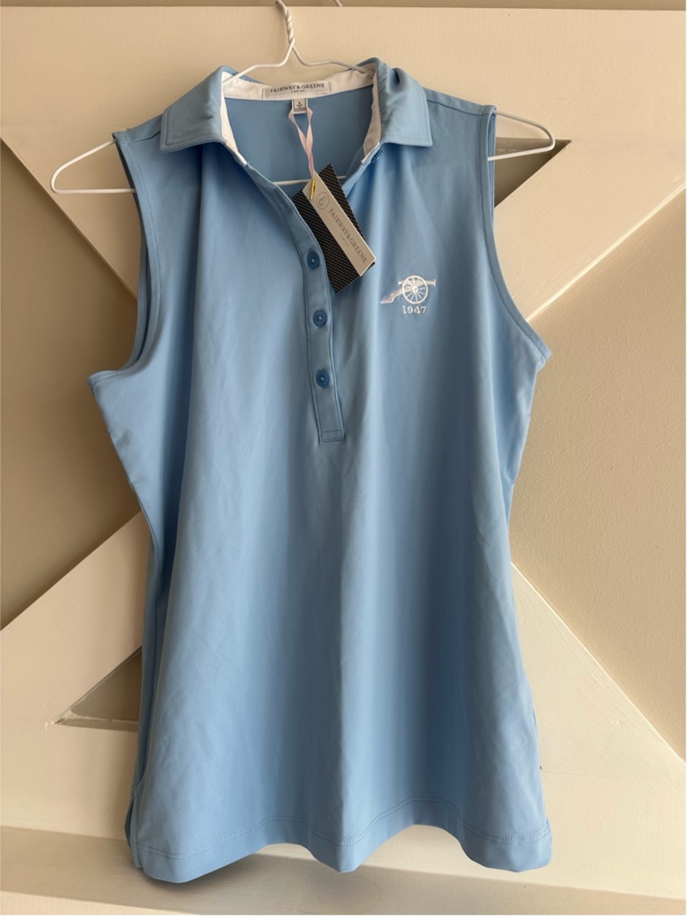 NWT Fairway & Greene Light Blue Sleeveless Polo Tank